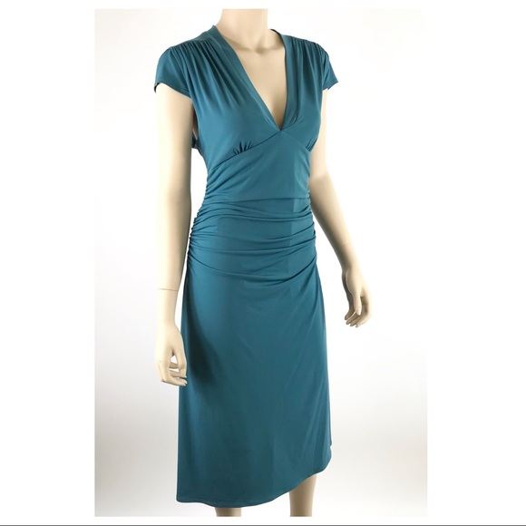 Laundry by Shelli Segal Plunge Ruched Midi Dress - Picture 2 of 6